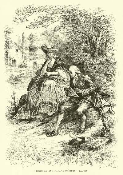 Rousseau i Madame dEpinay autorstwa French School