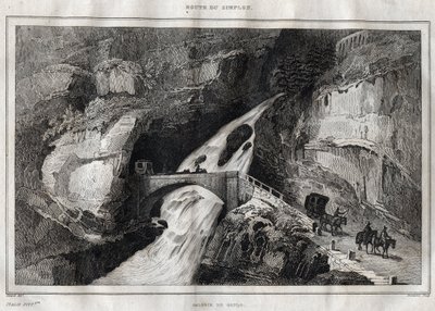 Route du Simplon - Grawer z „” Malownicze Włochy”” M. de Norvins, Ch. Nodier 1834-1836. autorstwa French School
