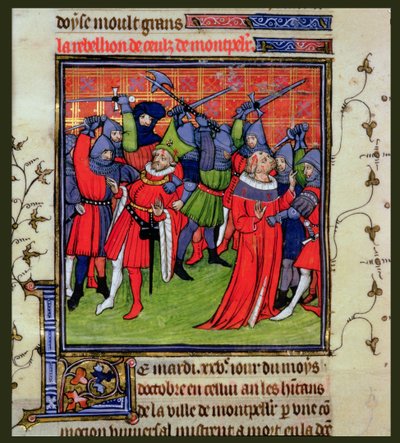 Roy 20 C VII f.212v Revolt w Montpellier autorstwa French School