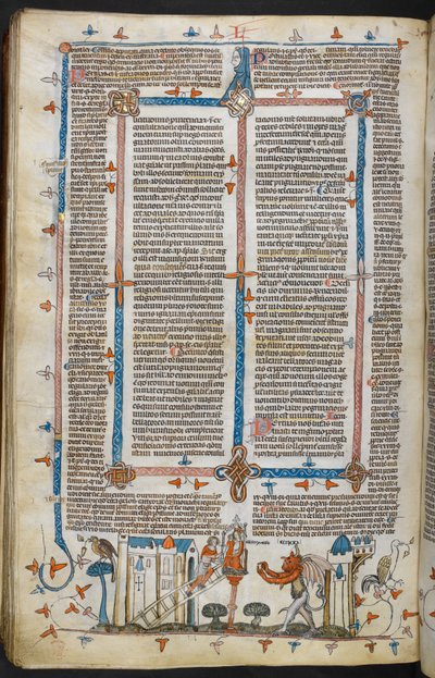 Royal MS 10 E IV, f.209v, The Painter and the Devil, from Decretals of Gregory IX z połyskiem Bernarda z Parmy („Decretals Smithfield”), ok. 1300-40 (welin) autorstwa French School