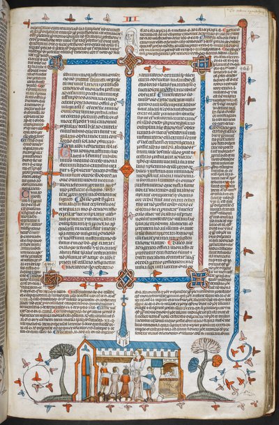 Royal MS 10 E IV f.211r, bas-de-page scena komunikantów na mszy, ok. 1300-40 (pióro i atrament oraz tempera na pergaminie) autorstwa French School