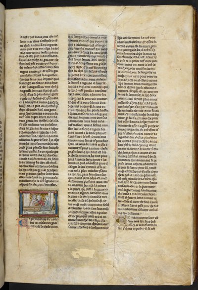 Royal MS 14 E. III, f.58r, ilustracja z "Estoire del Saint Graal, La Queste del Saint Graal, Morte Artu", ok. 1315-25 (welin) autorstwa French School