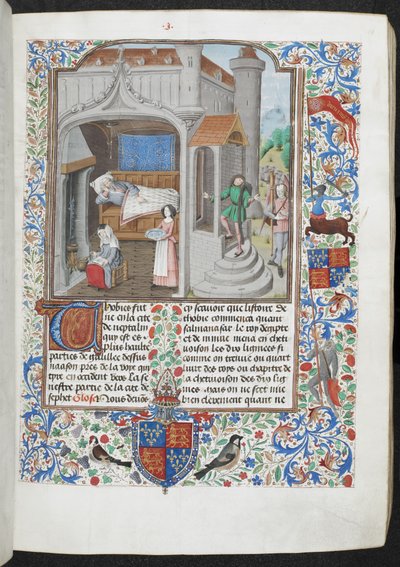 Royal MS 15 D I f.18r Kobiety opiekujące się chorym mężczyzną, 