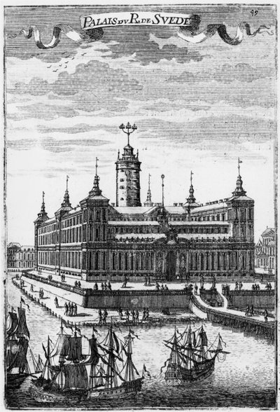 Pałac Królewski w Sztokholmie, ilustracja z Description de lUnivers autorstwa Allaina Manessona Malleta (1630-1706) opublikowana w Paryżu, 1683 autorstwa French School