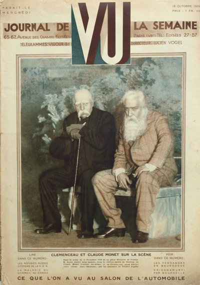 Sacha Guitry (1885-1957) jako Claude Monet (1840-1926) i Jean Perier jako Georges Clemenceau (1841-1929) w scenie z Histoires de France, z magazynu Vu, 16.10.1919 autorstwa French School