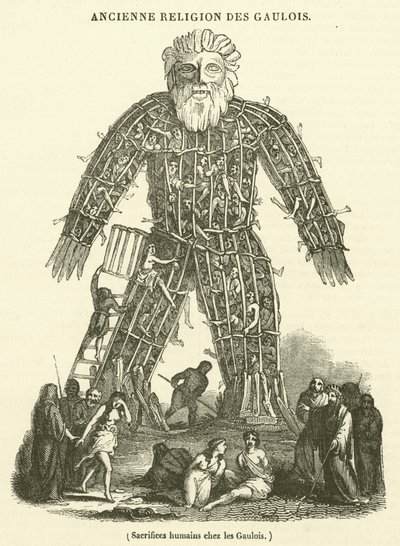 Ofiary z ludzi wśród Galów (rycina) autorstwa French School