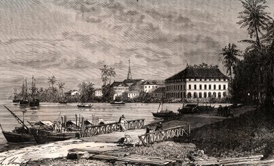 Sajgon - Wietnam - Ho-Chi-Minh City (Ho Chi Minh City) - rycina w „La France illustree: geografia, historia, administracja statystyczna” autorstwa V.-A. Słodowo-Brązowy. 1884 autorstwa French School