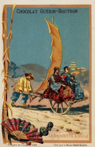 Taczka z napędem żaglowym (chromolitho) autorstwa French School