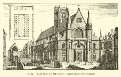 Saint-Andre des Arts w 1650; po grawerunku Marrot autorstwa French School