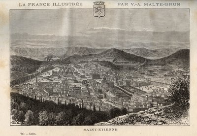 Saint-Etienne (Saint Etienne) - grawerowanie w „” France illustree: geografia, historia, administracja statystyczna”” autorstwa V.-A. Słodowo-Brązowy. 1884 autorstwa French School