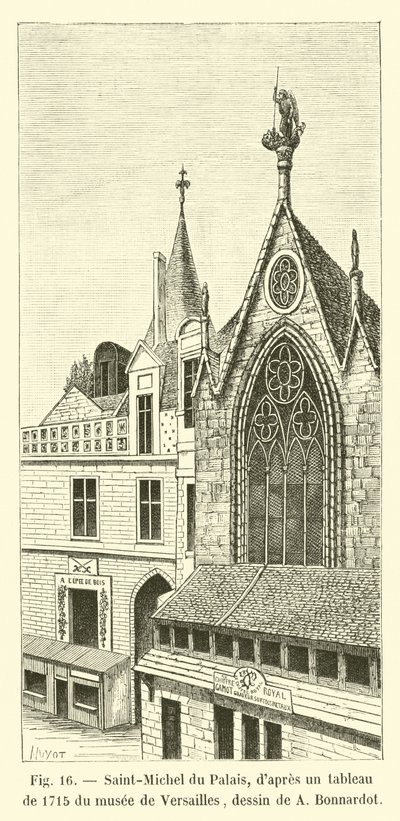 Saint-Michel du Palais, według obrazu z 1715 w Muzeum Wersalskim, rys. A Bonnardot autorstwa French School