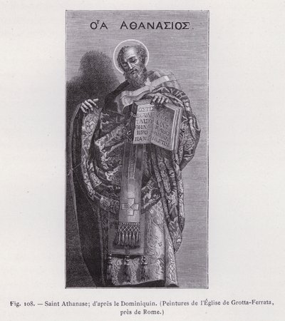św. Atanazy; wg Dominichino, Malowidła kościoła Grotta-Ferrata koło Rzymu (rycina) autorstwa French School