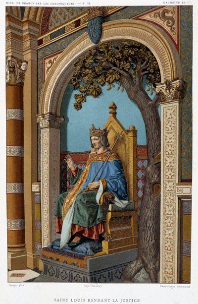 Św. Ludwik wymierza sprawiedliwość - w „Kronikarzach historii Francji od początków do XVI wieku” Mme de Witt, Paryż autorstwa French School
