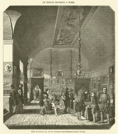 Czytelnia nowo założonej Cercle Francais w Rzymie (rycina) autorstwa French School