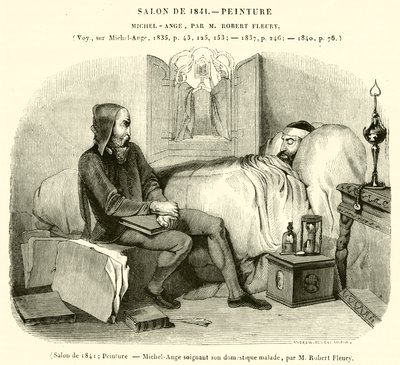 Salon 1841, Malarstwo, Michał Anioł opiekujący się chorym sługą (grafika) autorstwa French School