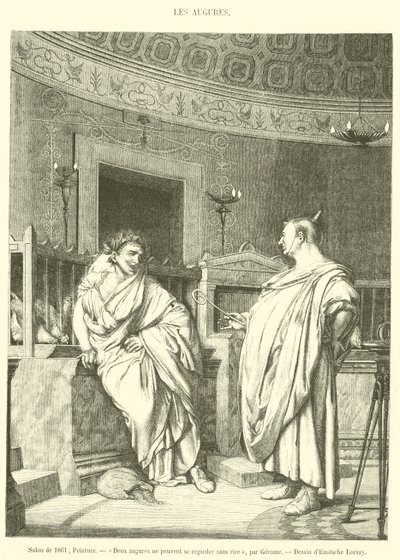 Salon 1861, Malarstwo, Dwóch wróżbitów nie może patrzeć na siebie bez śmiechu (grafika) autorstwa French School