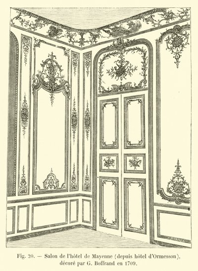 Salon hotelu de Mayenne, z hotelu Ormesson, udekorowany przez G Boffranda w 1709 r. autorstwa French School