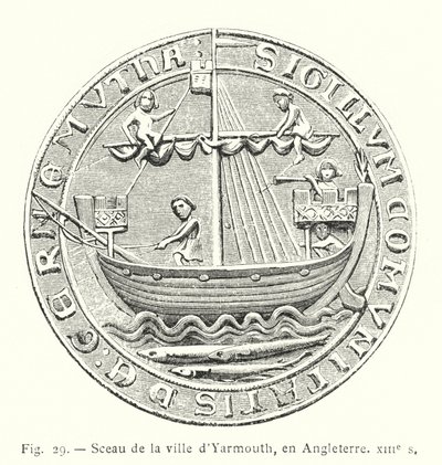 Pieczęć miasta Yarmouth, Anglia, XIII wiek (rycina) autorstwa French School