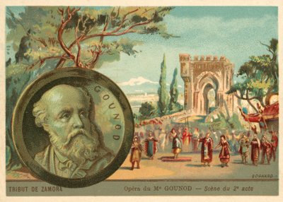 Scena z opery Charlesa Gounoda Le Tribut de Zamora (chromolitho) autorstwa French School