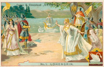 Scena z opery Richarda Wagnera Lohengrin (chromolitho) autorstwa French School