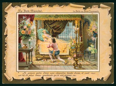 Scena ze Śpiącej Królewny (chromolitho) autorstwa French School