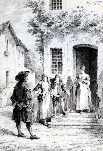 Scena ze Szkoły dla żon, autorstwa Moliere autorstwa French School
