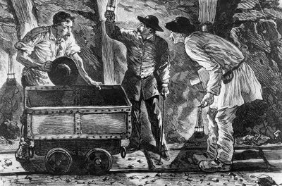 Scena w kopalni węgla, ilustracja z Germinala autorstwa Emile Zoli (1840-1902), 1886 autorstwa French School