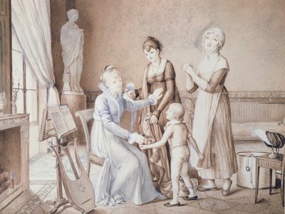 Scena życia rodzinnego, początek XIX wieku autorstwa French School