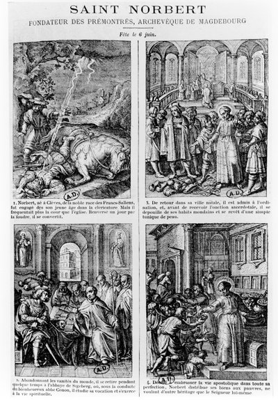 Sceny z życia św. Norberta, założyciela zakonu kanoników regularnych Norbertanów autorstwa French School