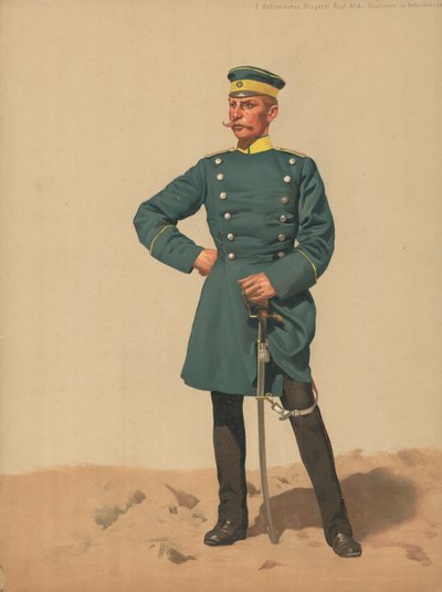 Regiment Dragonów Śląskich nr 4, porucznik w płaszczu tymczasowym autorstwa French School