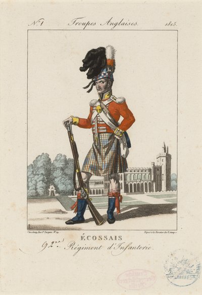 Szkocki 92 Pułk Piechoty, c.1815 (kolorowe akwaforty) autorstwa French School