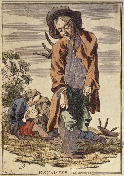 Zeskrobywanie błota, moja praktyka (kolorowe grawerowanie) autorstwa French School
