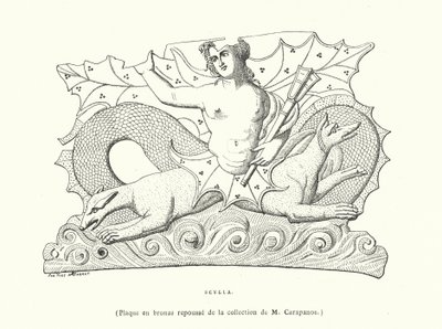 Scylla, antyczna grecka tablica z brązu (grawerowanie) autorstwa French School