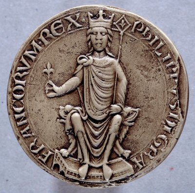 Pieczęć króla Filipa II dit Filipa Augusta (1165-1223) XIII-wieczny Paryż, Archives Nationales autorstwa French School