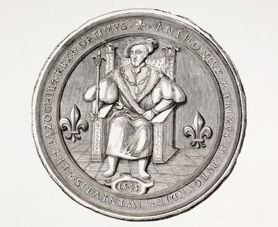 Pieczęć króla Basoche, przywódcy cechu urzędników sądowych paryskiego systemu sądowego, z Les Arts au Moyen Age, opublikowana 1873 autorstwa French School