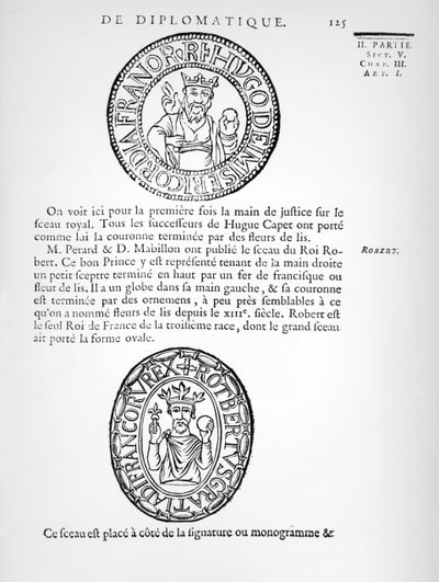 Pieczęcie Hugues Capet (ok. 941-996) i Roberta II (ok. 970-1031) Pobożnego autorstwa French School