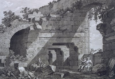 Galerie drugiego poziomu amfiteatru w Nimes, z starożytności Francji: tom I, Monuments of Nimes autorstwa French School