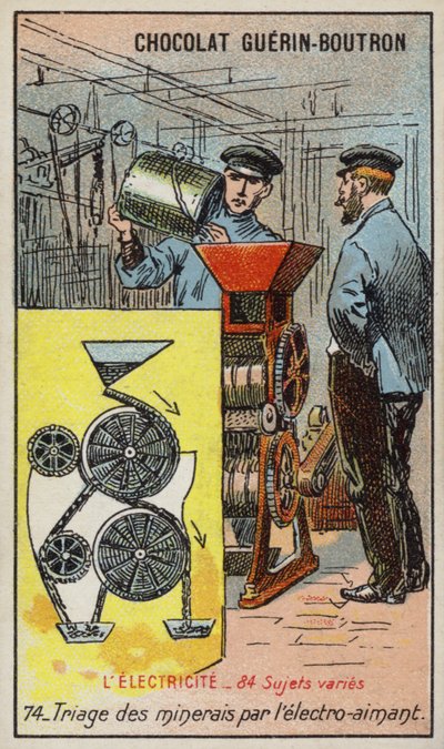 Oddzielanie rudy za pomocą elektromagnesu (chromolitho) autorstwa French School