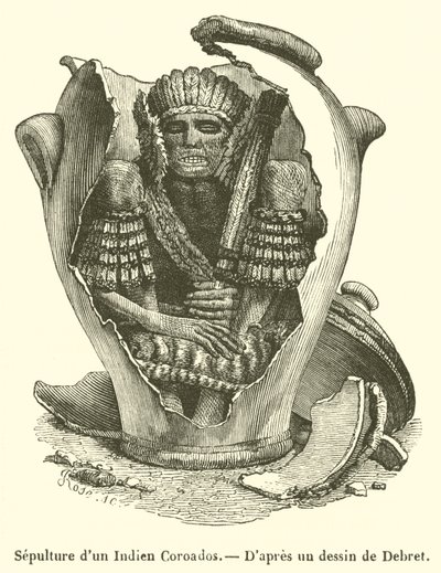 Sepultura Indianina Coroados (rycina) autorstwa French School