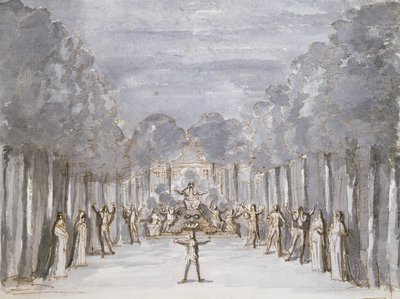 Scenografia do Opery z kolekcji Les Menus Plaisirs du Roi (pióro i atrament oraz toaleta na papierze) autorstwa French School