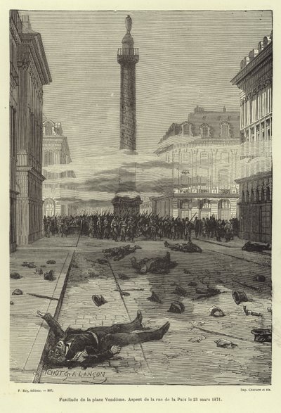 Strzelanina na Placu Vendome, Paryż, Komuna Paryska, 23 marca 1871 r. autorstwa French School