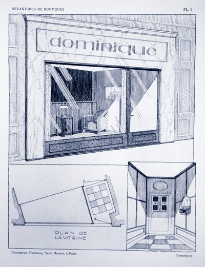 Witryna sklepowa, płyta 2, ilustracja z Devantures de Boutiques autorstwa Louis-Pierre Sezille, Paryż, 1927 autorstwa French School