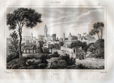 Siena - Siena - Toskania - Toskania - Grawer z „” Malownicze Włochy” autorstwa M. de Norvins, Ch. Nodier 1834-1836. autorstwa French School