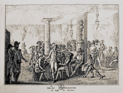 Sieyes i Les Nationnaires w kawiarni du caveau w Paryżu, sierpień 1789 r. (rycina) autorstwa French School