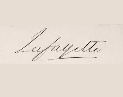 Podpis Marie-Joseph-Paul-Yves-Roch-Gilbert du Motier, markiz de Lafayette autorstwa French School