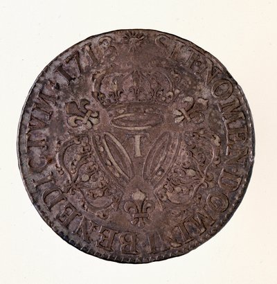 Srebrne francuskie ecu (scude), panowanie króla Ludwika XIV (1643-1715) 1713 Śr. 4 cm Neapol, muzeum archeologiczne autorstwa French School