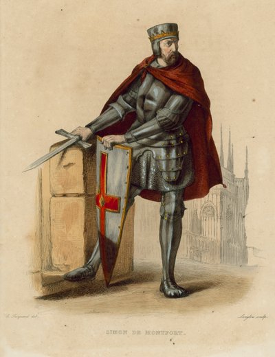 Simon de Montfort (kolorowy grawerunek) autorstwa French School
