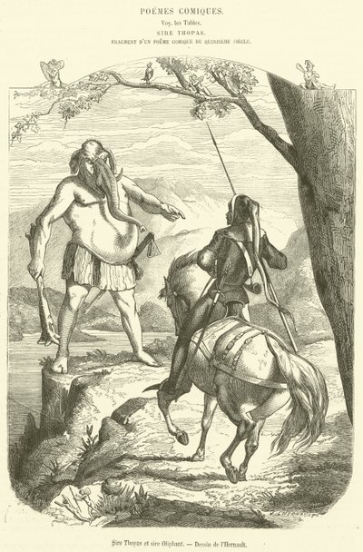 Sire Thopas et Sire Oliphant (rycina) autorstwa French School