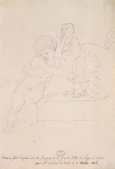 Szkic z Wielkiej Sali w Poggio a Caiano, 12 października 1813 r. autorstwa French School