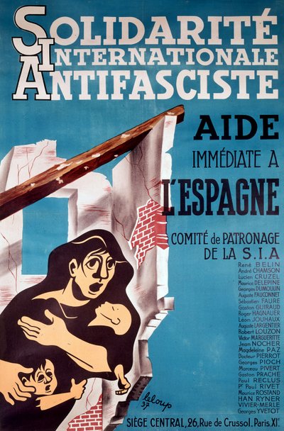 Solidarite Internationale Antidasciste", plakat antyfaszystowski autorstwa French School